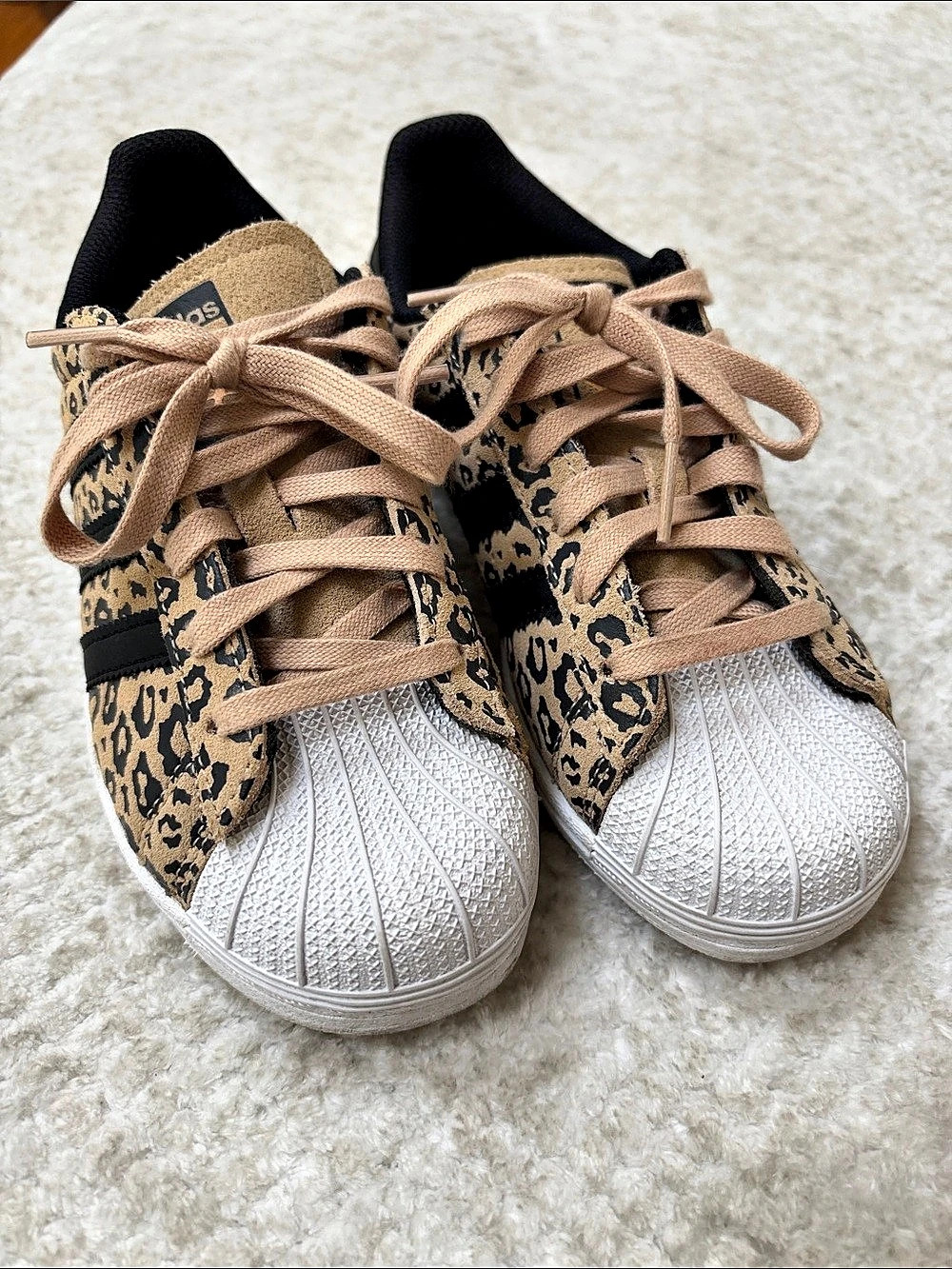 adidas Superstar Black Leopard Sneakers size 1.5